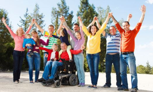 Group of people with various disabilities